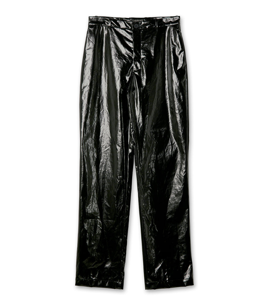 Coated Cotton Crinkled Pants