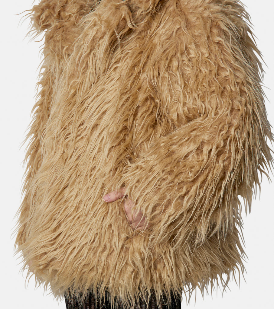 Twisted Neck Faux Fur Coat