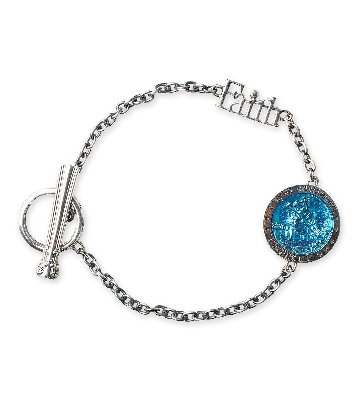 Blue St Christopher &Faith Bracelet