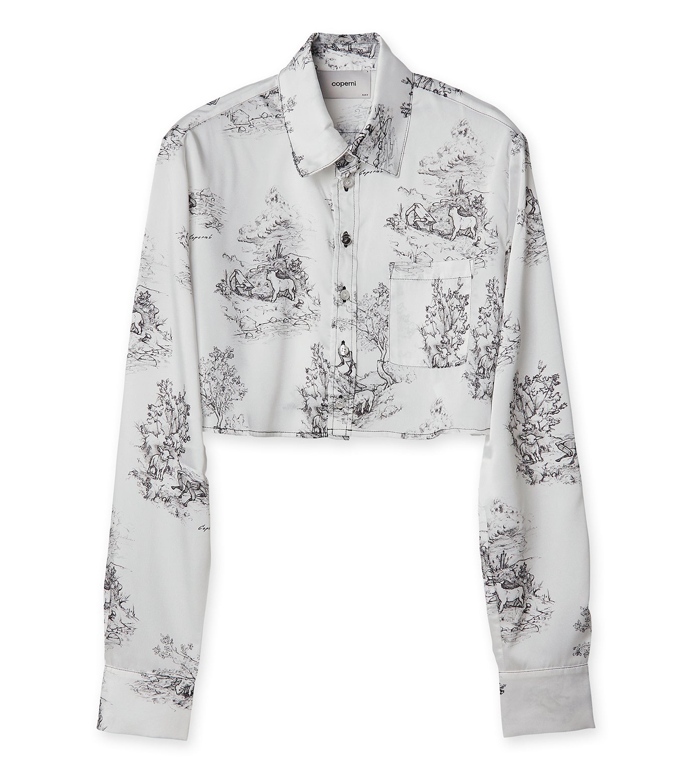 Toile de Jouy Print Cropped Shirt