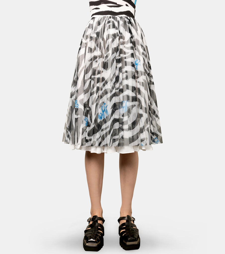 Zebra Pleated Skirt