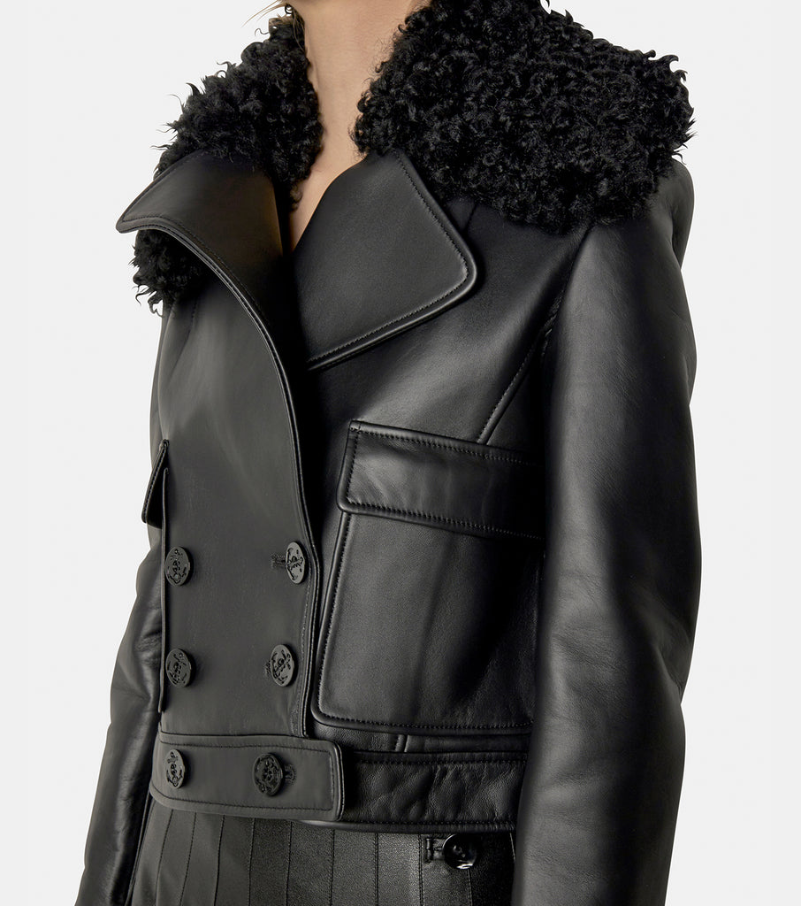 Laga Leather Jacket w/Shearling Coll