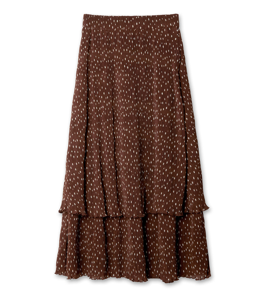 Pleated Georgette Layered Maxi Skirt