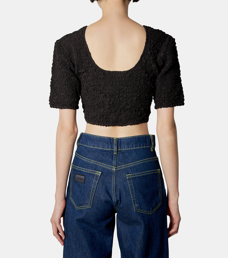 Cotton Poplin O-neck Cropped Smock T