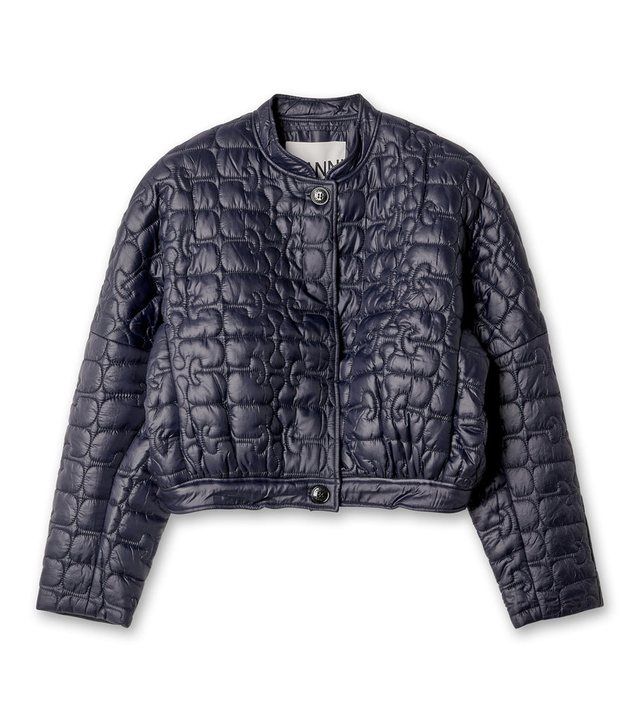 Shiny Quilt Curved Sleeve Jacket