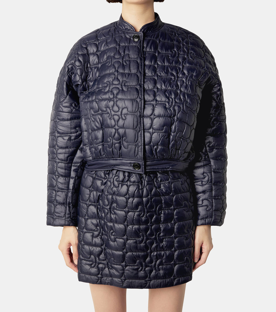 Shiny Quilt Curved Sleeve Jacket
