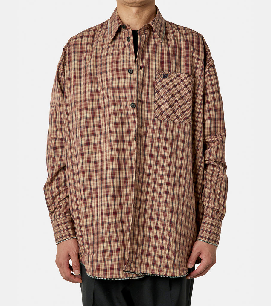 OW EMB CHECKCOTT ZIP SHIRT