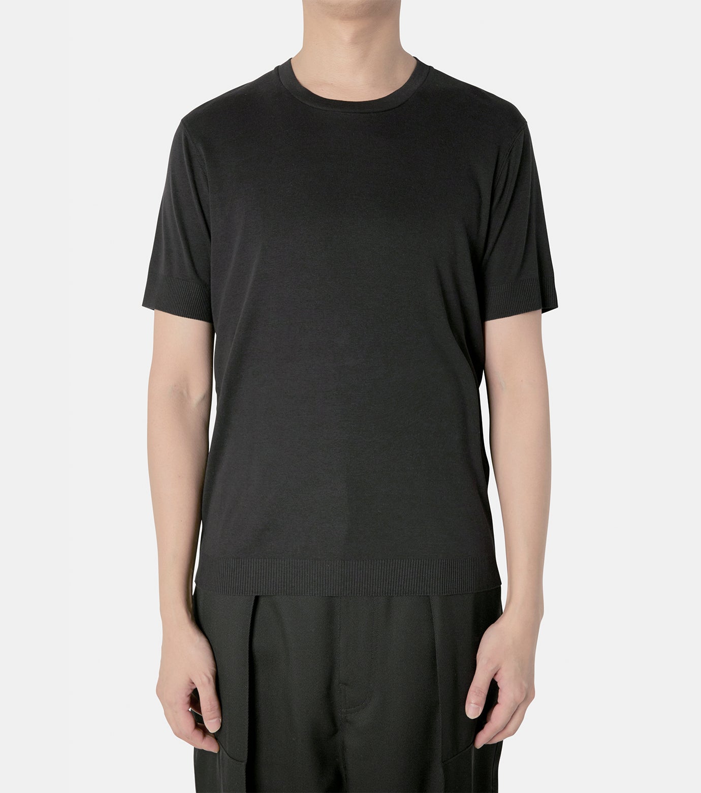 placed rib ss crew neck