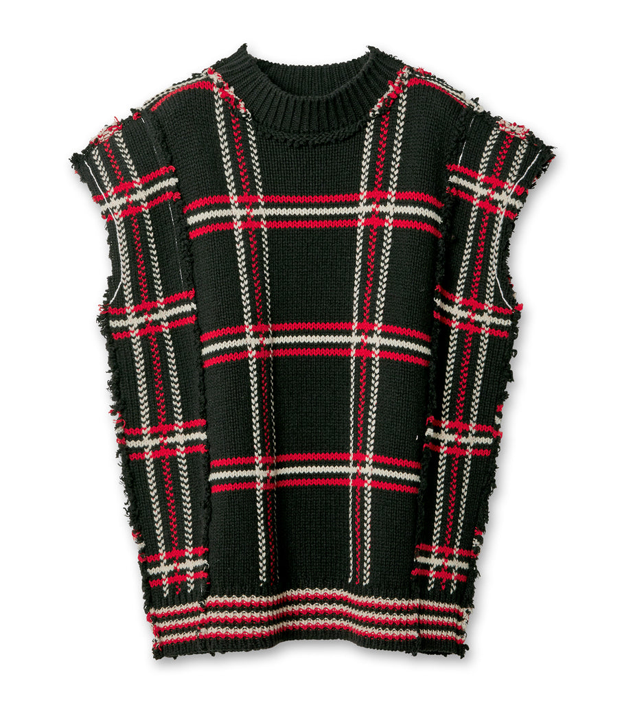 Oversized Mismatched Tartan Vest