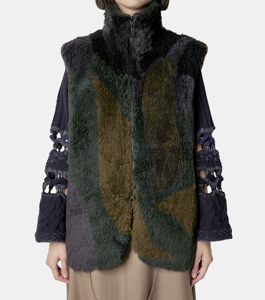 Silver Knited Fluffy Wool Vest