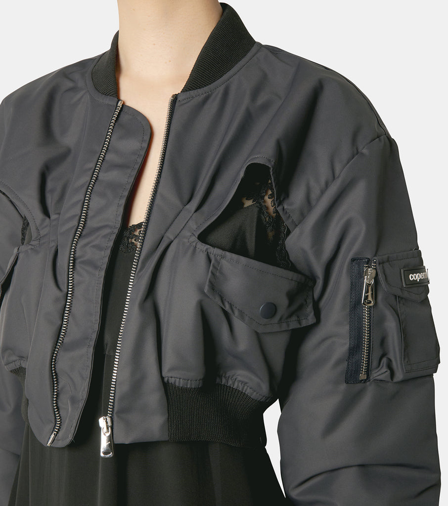 Cut-out Cropped Bomber Jacket