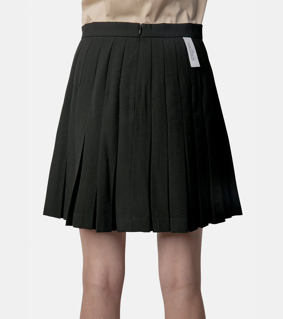 Box Pleat Mini Skirt w/Belt Straps