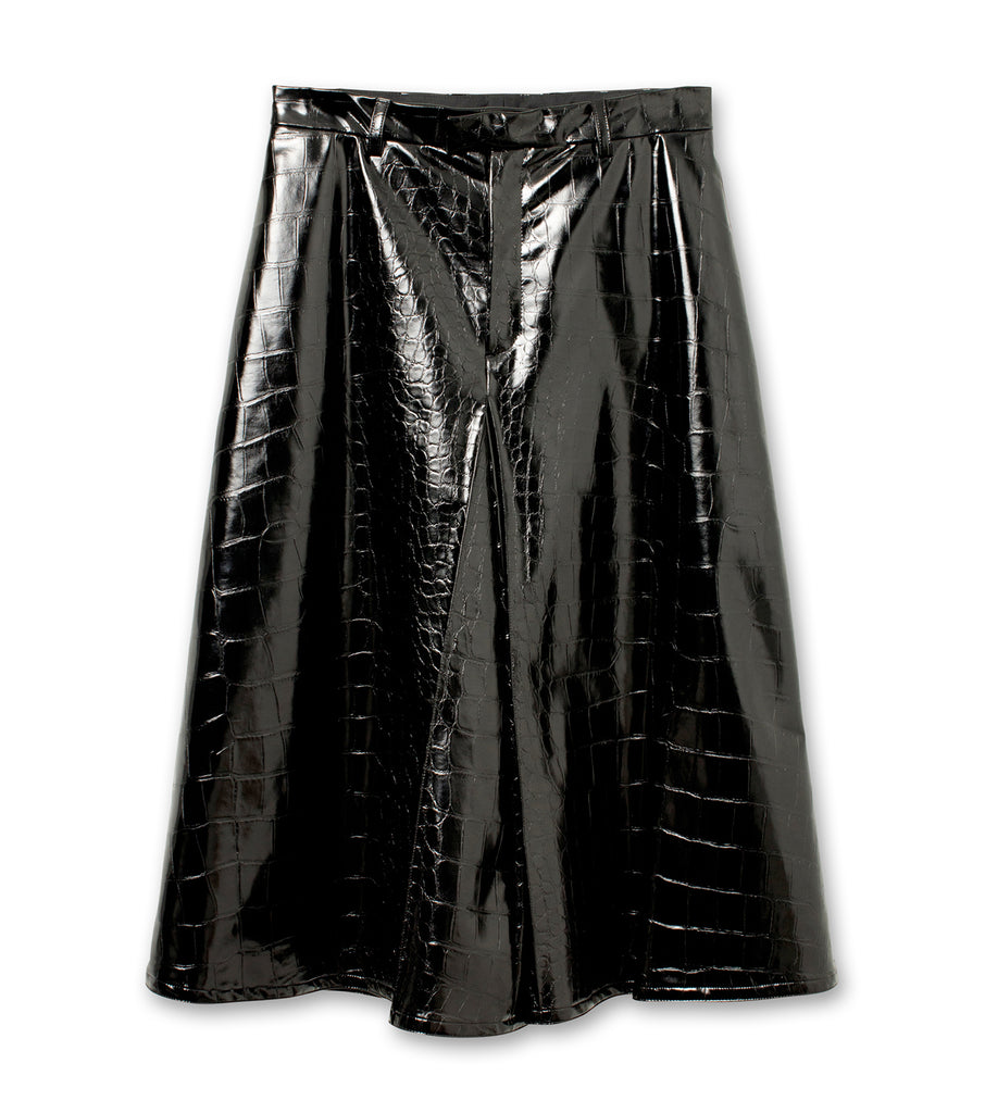Croco Print Fake Leather Skirt