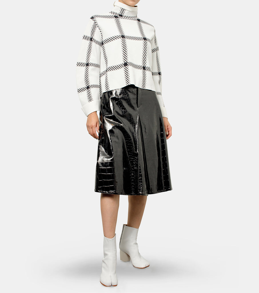 Croco Print Fake Leather Skirt