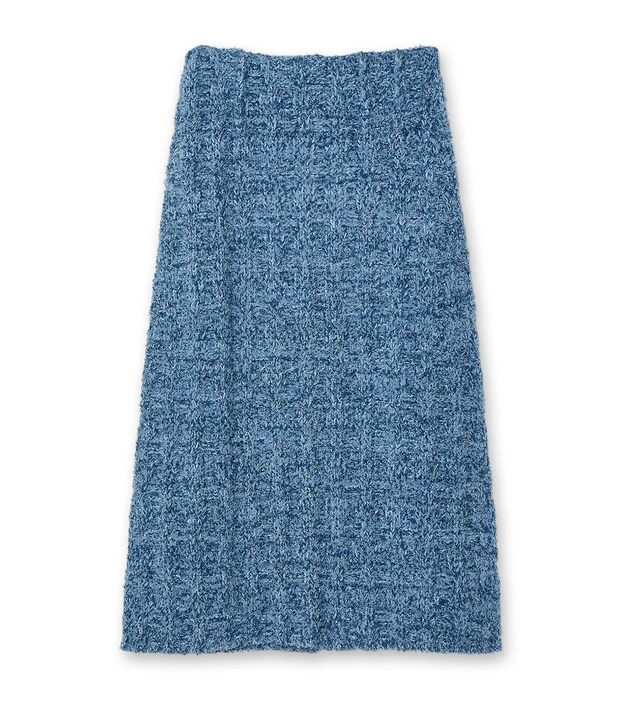 Denim Boucle Knit Skirt
