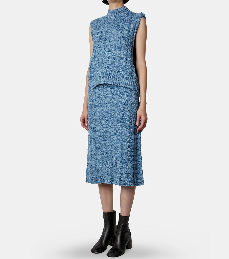 Denim Boucle Knit Skirt